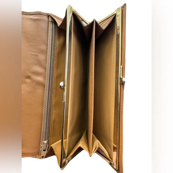 Celine Monogram Leather Long Wallet PVC W/ Kiss Lock And Gold Accents - Picture 13 of 16